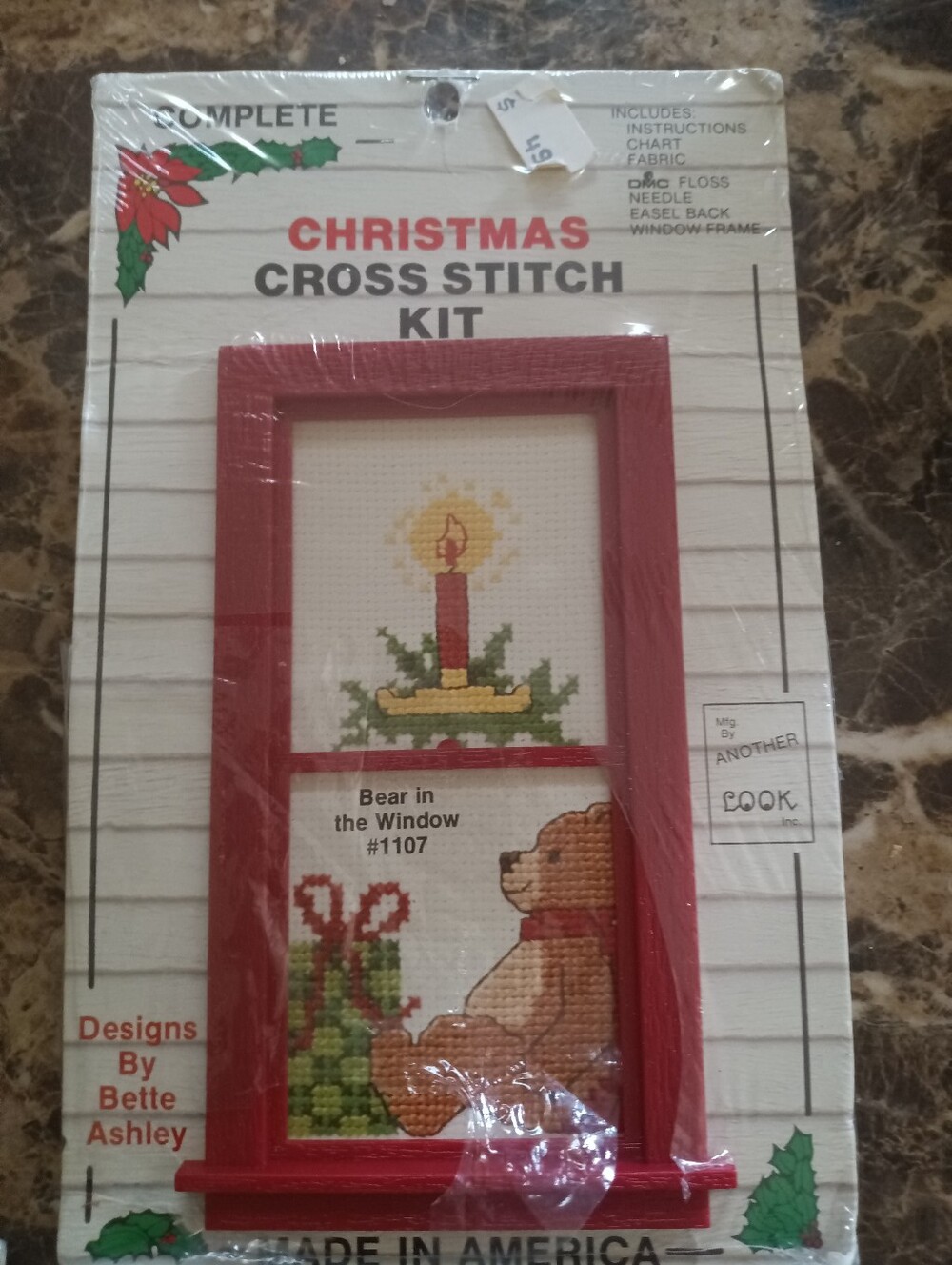 Vintage Christmas Cross Stitch Kit Bear In The Window Designs By Bette Ashley